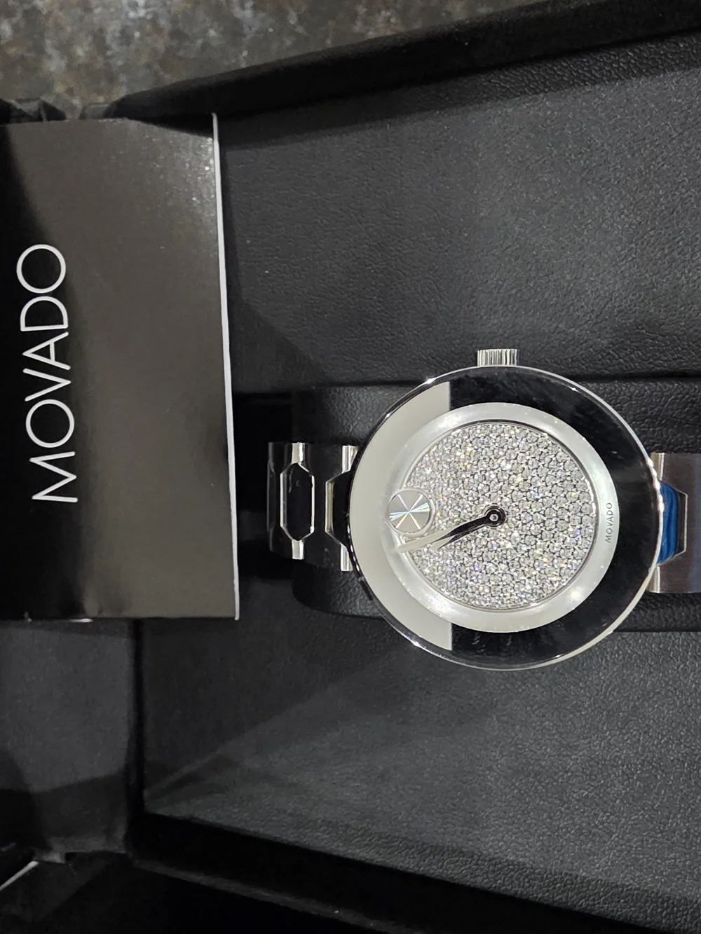 Movado Silver-Tone Crystal Dial Women's Bracelet Watch